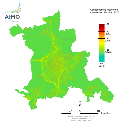 ZAG Nancy - Moyenne annuelle PM10 en 2020