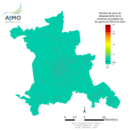 ZAG Nancy - Nombre jours de dépassement PM10 en 2021