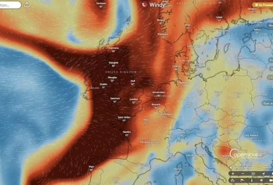 Trajet du panache suite à l'irruption du volcan islandais