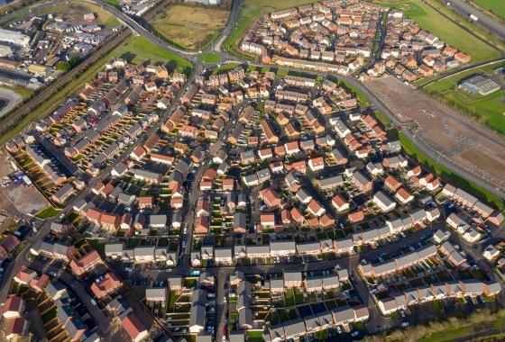 Vue aérienne d'une collectivité