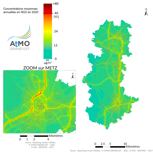 ZAG Metz - Moyenne annuelle NO2 en 2020