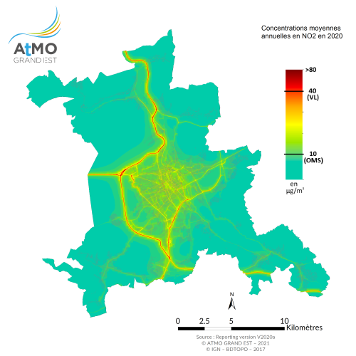 ZAG Nancy - Moyenne annuelle NO2 en 2020