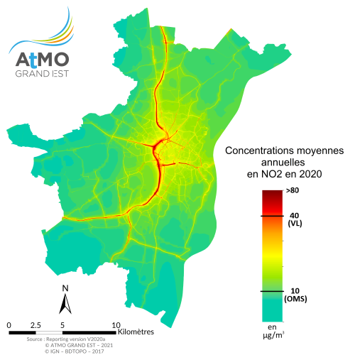 ZAG Strasbourg - Moyenne annuelle NO2 en 2020