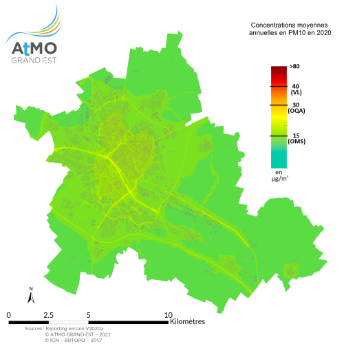 ZAR Reims - Moyenne annuelle PM10 en 2020
