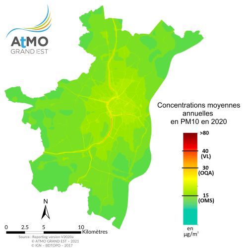 ZAG Strasbourg - Moyenne annuelle PM10 en 2020