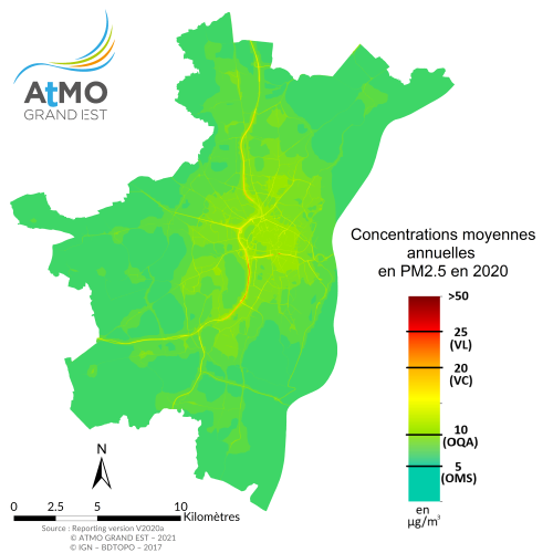 ZAG Strasbourg - Moyenne annuelle PM2.5 en 2020