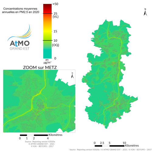 ZAG Metz - Moyenne annuelle PM2.5 en 2020