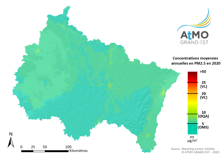 ZRE Régionale - Moyenne annuelle PM2.5 en 2020