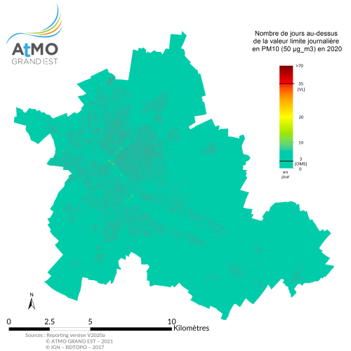 ZAR Reims - Nombre jours de dépassement PM10 en 2020