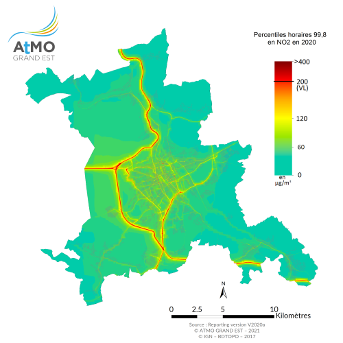 ZAG Nancy - Percentile 99.8 NO2 en 2020