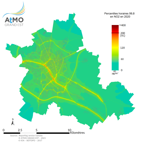 ZAR Reims - Percentile 99.8 NO2 en 2020