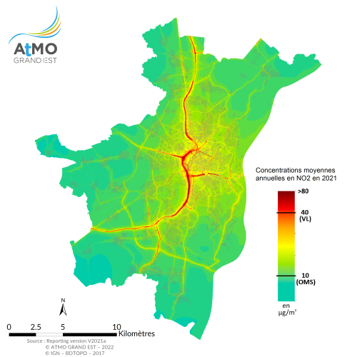 ZAG Strasbourg - Moyenne annuelle NO2 en 2021