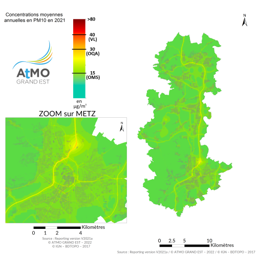 ZAG Metz - Moyenne annuelle PM10 en 2021
