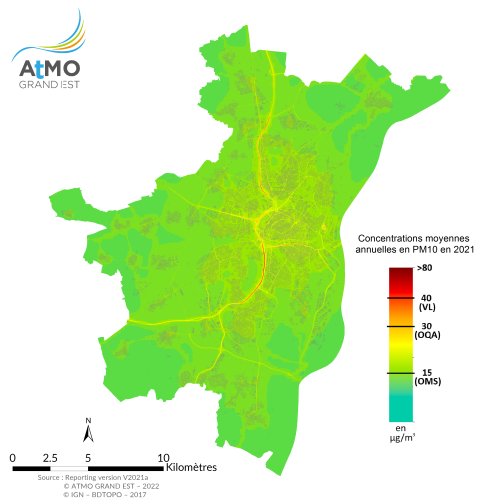 ZAG Strasbourg - Moyenne annuelle PM10 en 2021