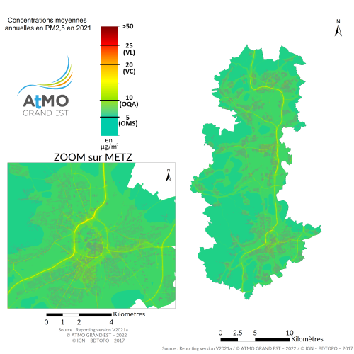 ZAG Metz - Moyenne annuelle PM2.5 en 2021