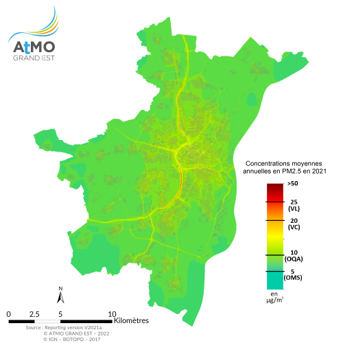 ZAG Strasbourg - Moyenne annuelle PM2.5 en 2021