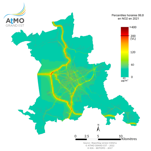 ZAG Nancy - Percentile 99.8 NO2 en 2021