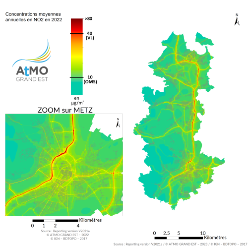 ZAG Metz - Moyenne annuelle NO2 en 2022