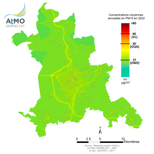 ZAG Nancy - Moyenne annuelle PM10 en 2022