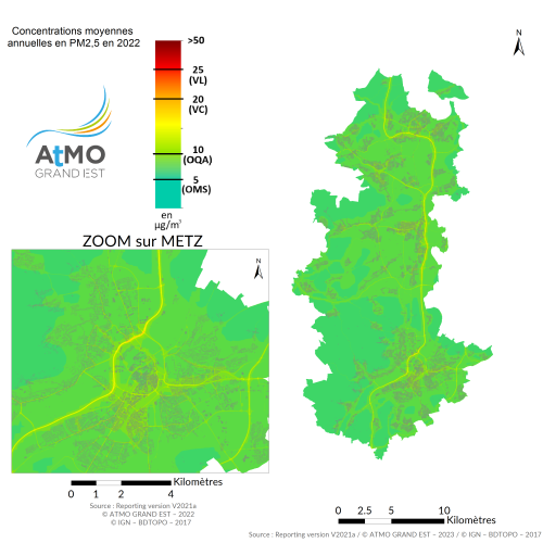 ZAG Metz - Moyenne annuelle PM2.5 en 2022