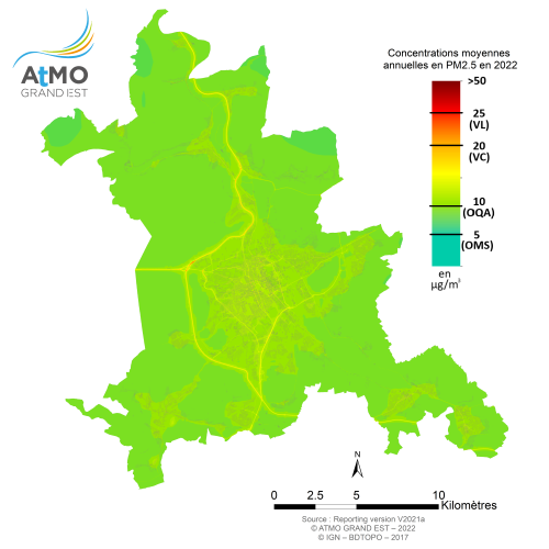 ZAG Nancy - Moyenne annuelle PM2.5 en 2022