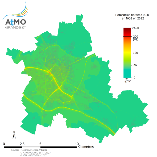 ZAR Reims - Percentile 99.8 NO2 en 2022