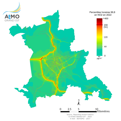 ZAG Nancy - Percentile 99.8 NO2 en 2022