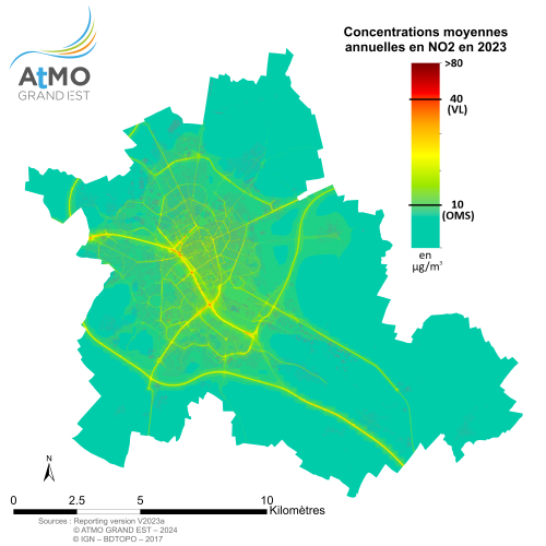 ZAR Reims - Moyenne annuelle NO2 en 2023