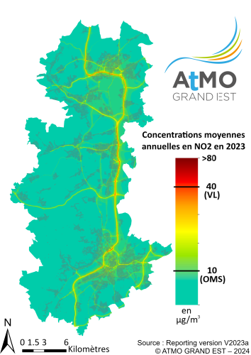 ZAG Metz - Moyenne annuelle NO2 en 2023