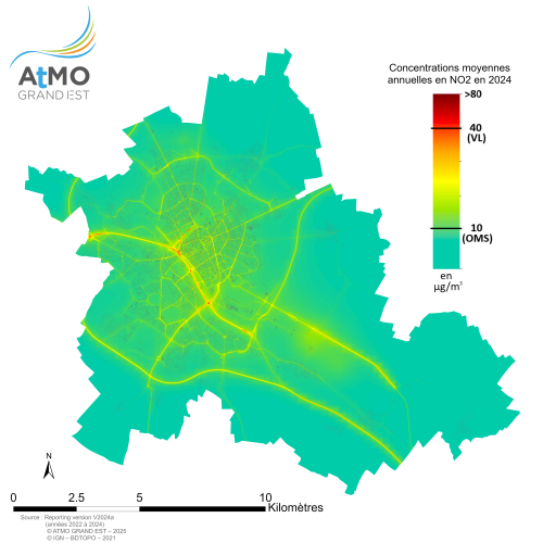 ZAR Reims - Moyenne annuelle NO2 en 2024