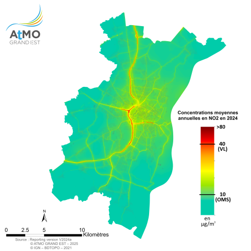ZAG Strasbourg - Moyenne annuelle NO2 en 2023