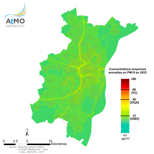 ZAG Strasbourg - Moyenne annuelle PM10 en 2023