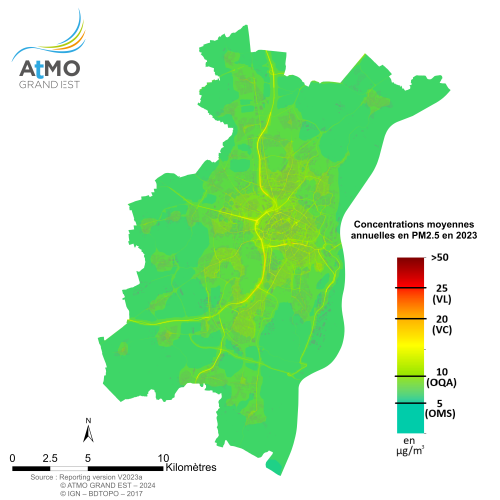 ZAG Strasbourg - Moyenne annuelle PM2.5 en 2023