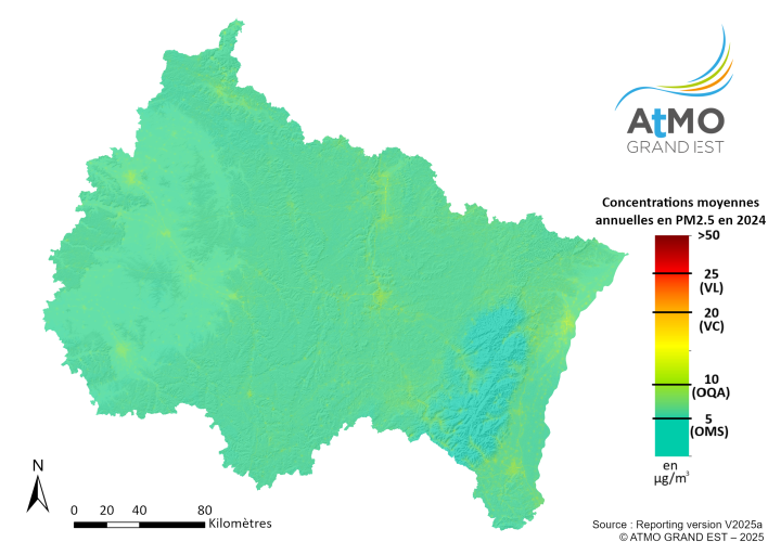 ZRE Régionale - Moyenne annuelle PM2.5 en 2024