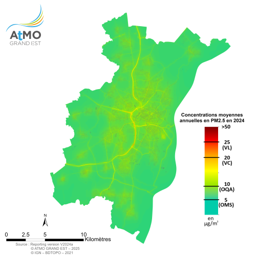 ZAG Strasbourg - Moyenne annuelle PM2.5 en 2023